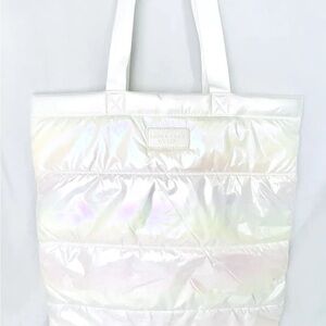 BATH & BODY WORKS Limited Edition White Iridescent Puffer Tote Bag 2023